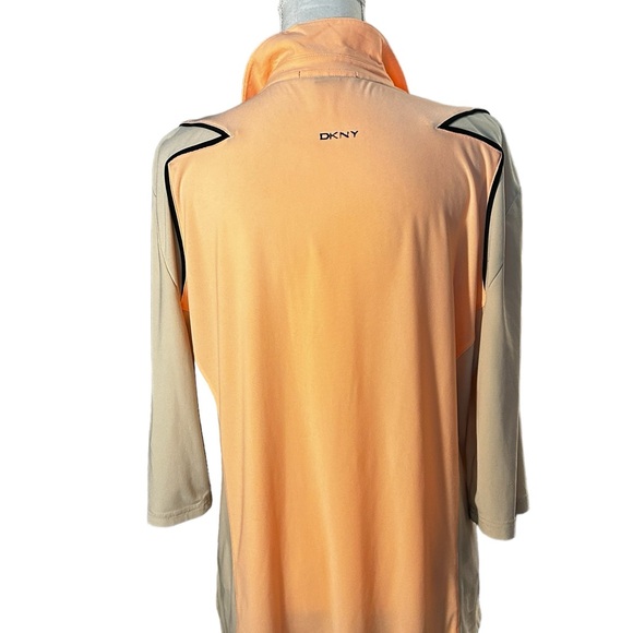 DKNYGolf Beige and Orange Quarter Zip Golf Shirt - Picture 2 of 5